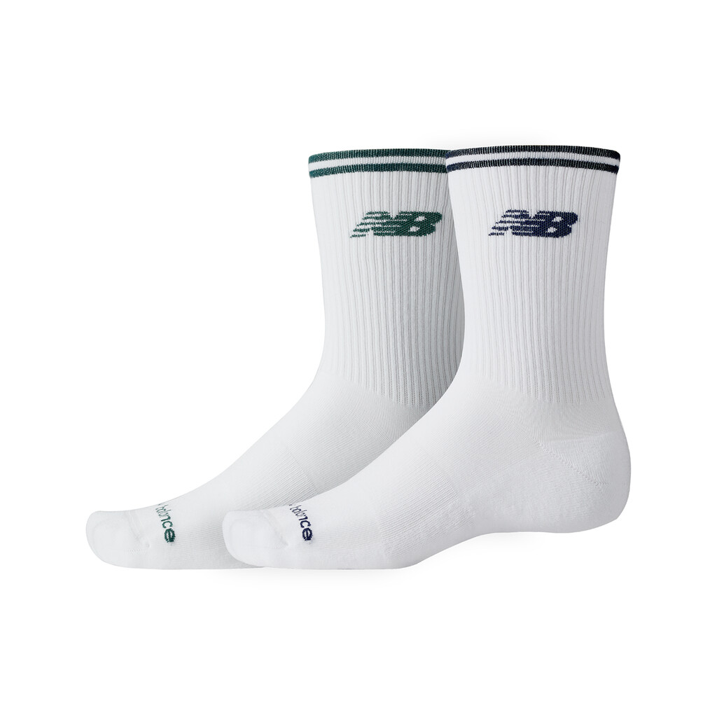 New Balance - Running Stripe Midcalf Socks 2 Pack - white