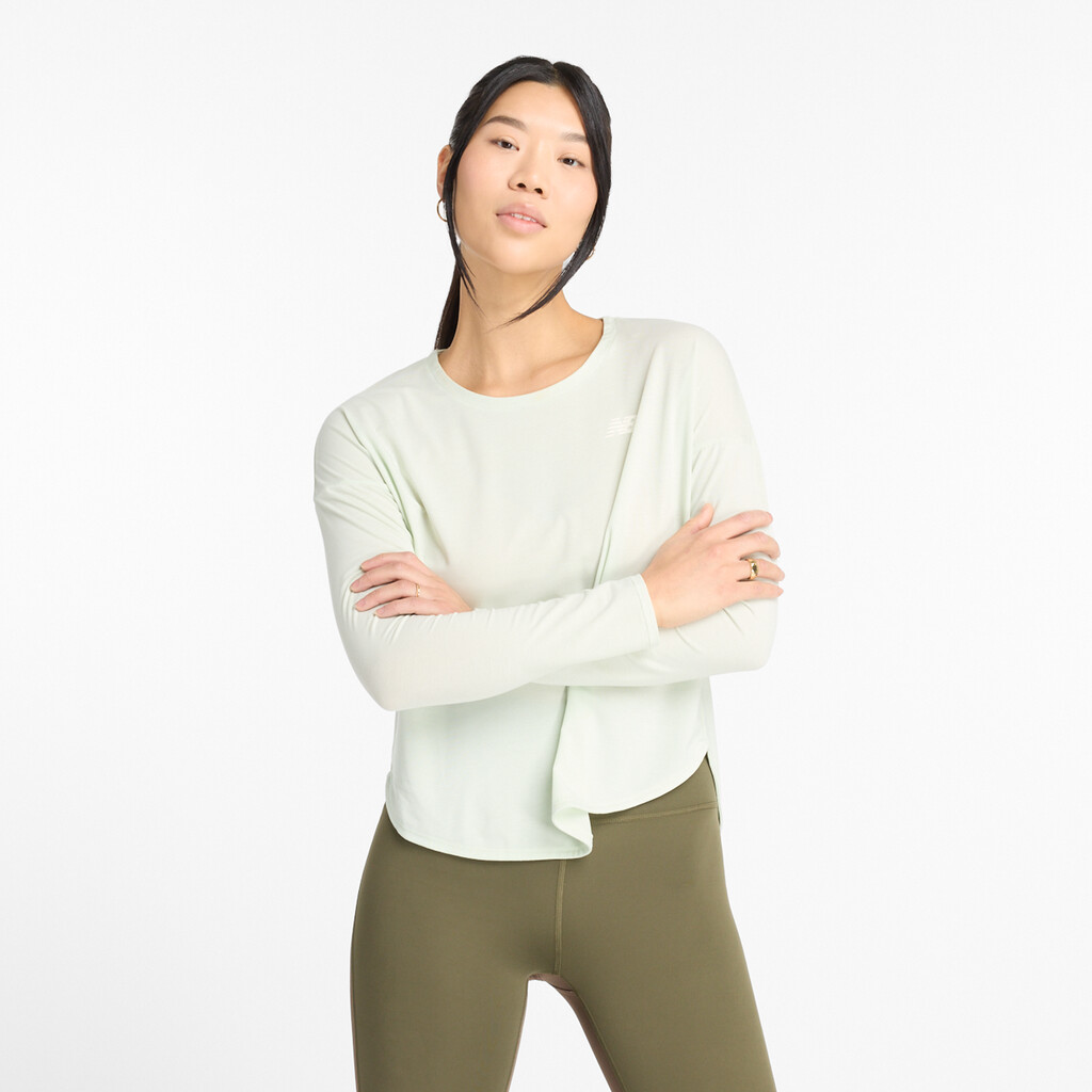 New Balance - W Drapey Jersey Long Sleeve T-Shirt - natural mint