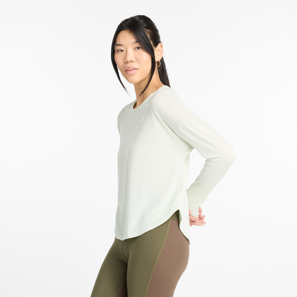 New Balance - W Drapey Jersey Long Sleeve T-Shirt - natural mint