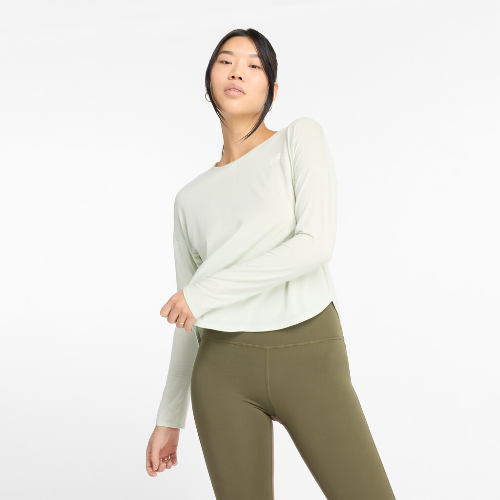 New Balance - W Drapey Jersey Long Sleeve T-Shirt - natural mint