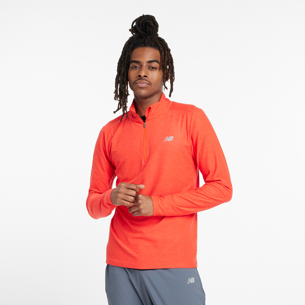 New Balance - Space Dye 1/4 Zip - neo flame heather