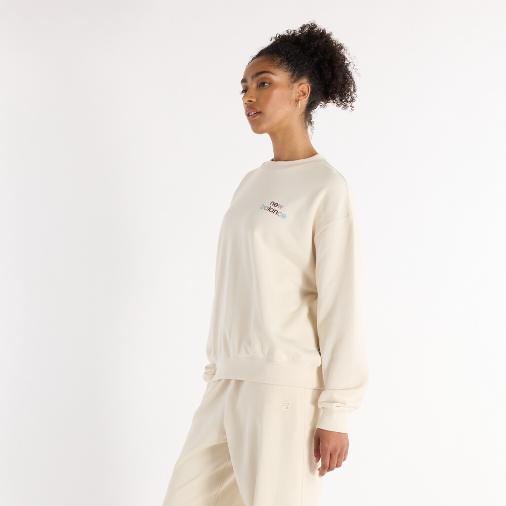 New Balance - W New Balance French Terry Oversized Logo Crew - linen