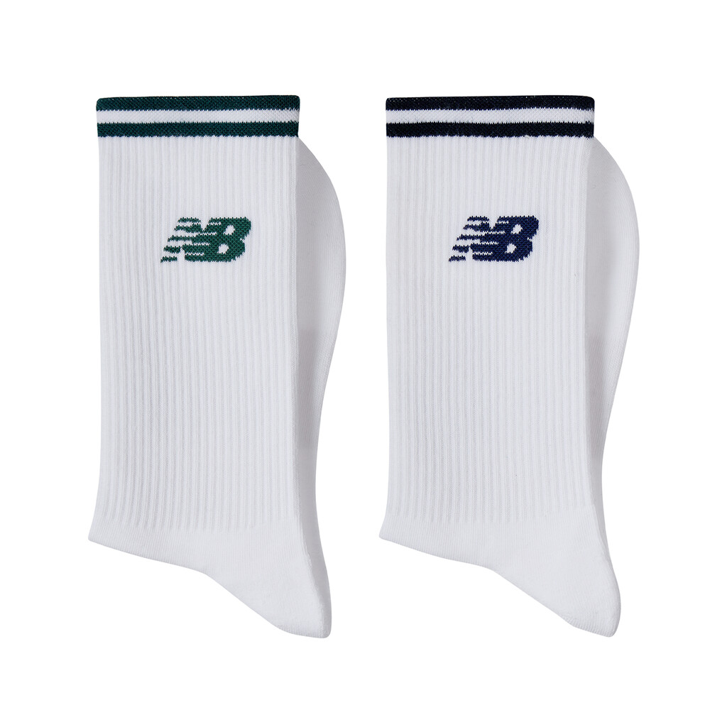 New Balance - Running Stripe Midcalf Socks 2 Pack - white