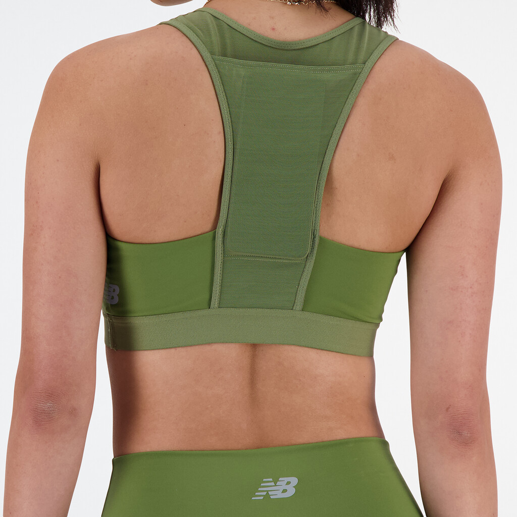 New Balance - W NB Athletics Medium Support Sleek Sports Bra - dark olivine