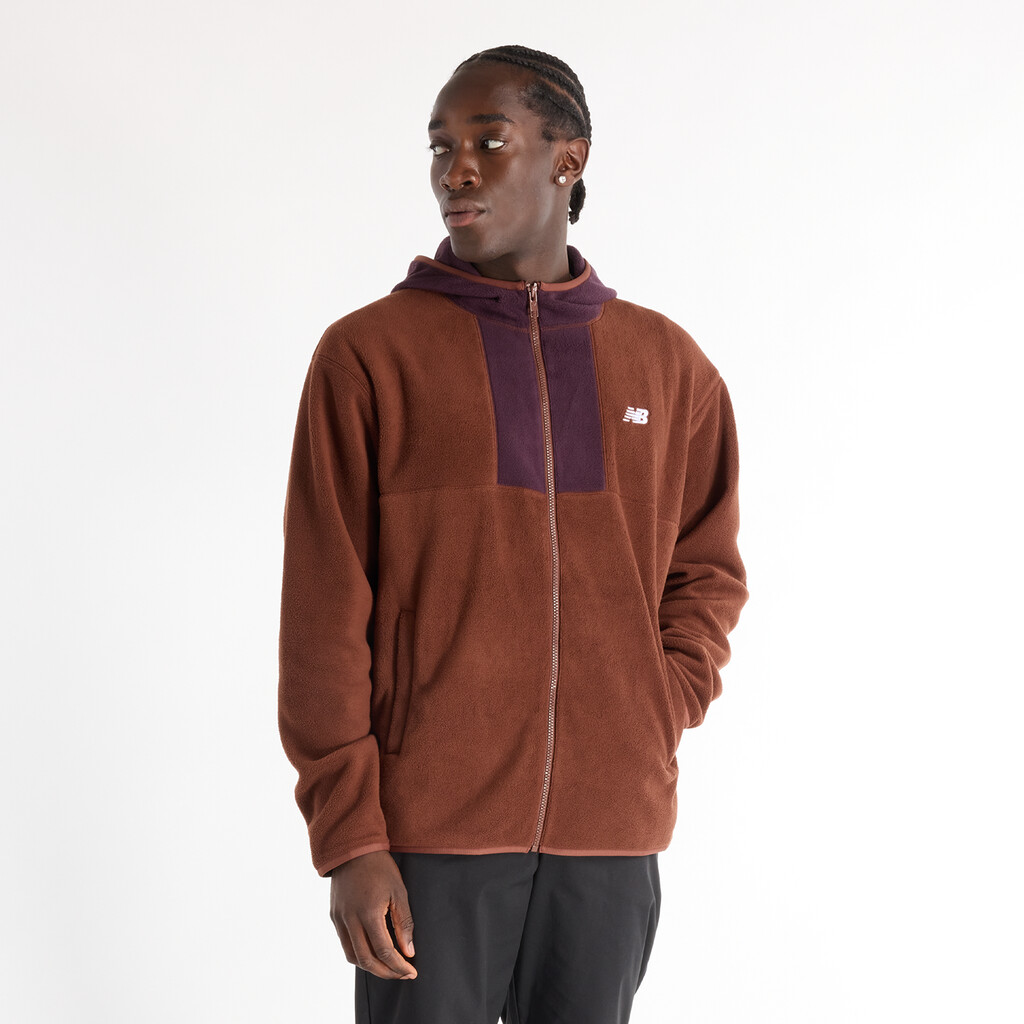 New Balance - Polar Fleece Hooded Jacket - rich oak