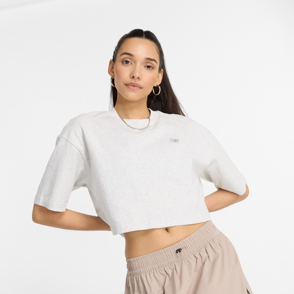 New Balance - W Logo Relaxed Jersey T-Shirt - ash heather