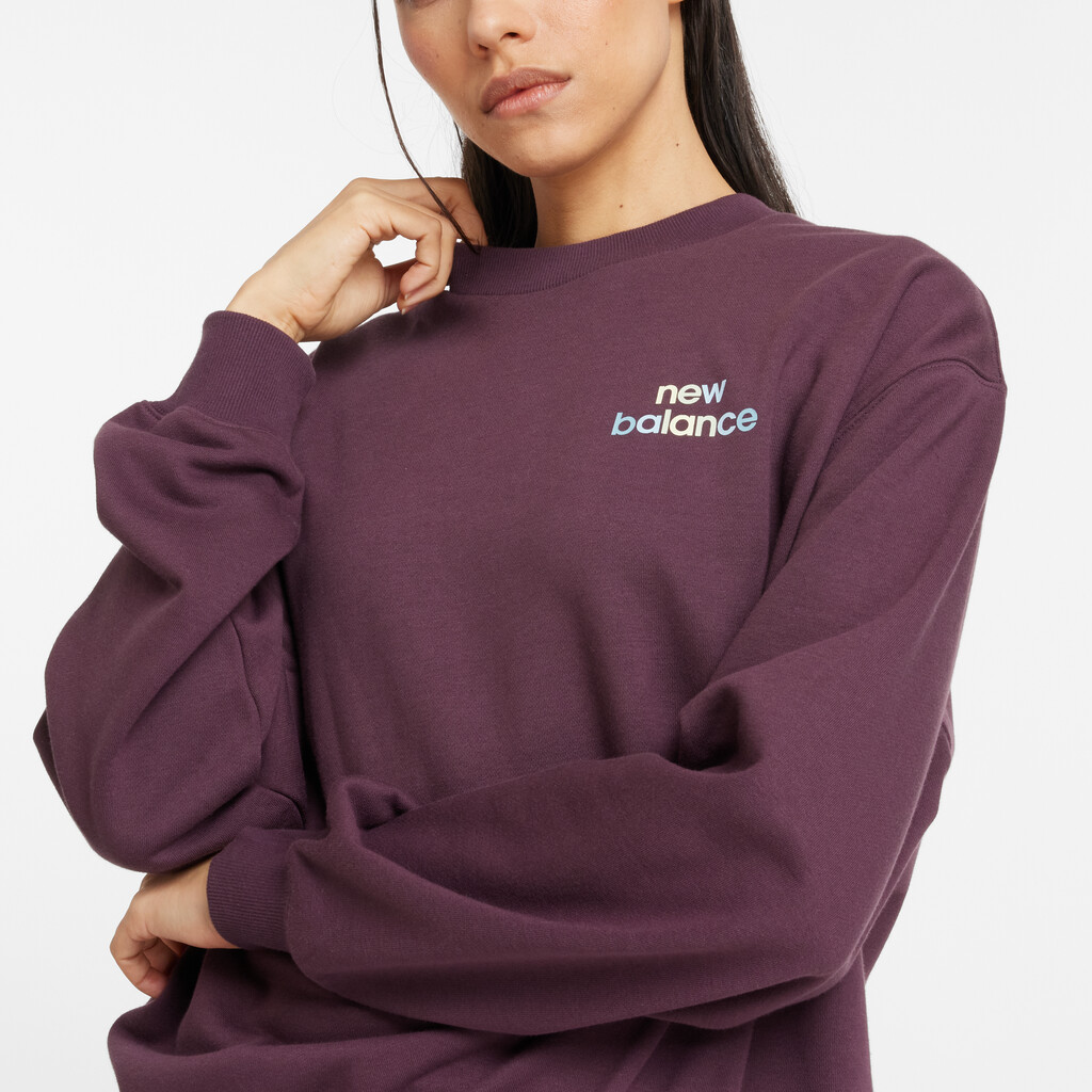 New Balance - W New Balance French Terry Oversized Logo Crew - plum brown