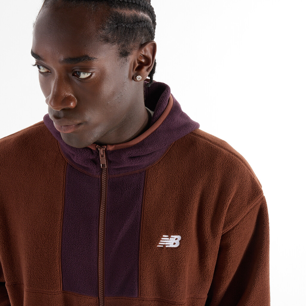 New Balance - Polar Fleece Hooded Jacket - rich oak