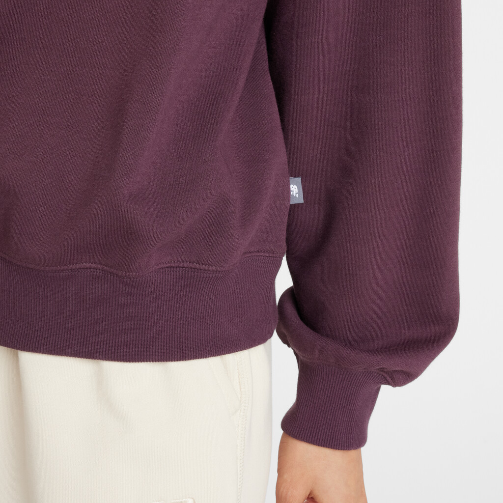 New Balance - W New Balance French Terry Oversized Logo Crew - plum brown